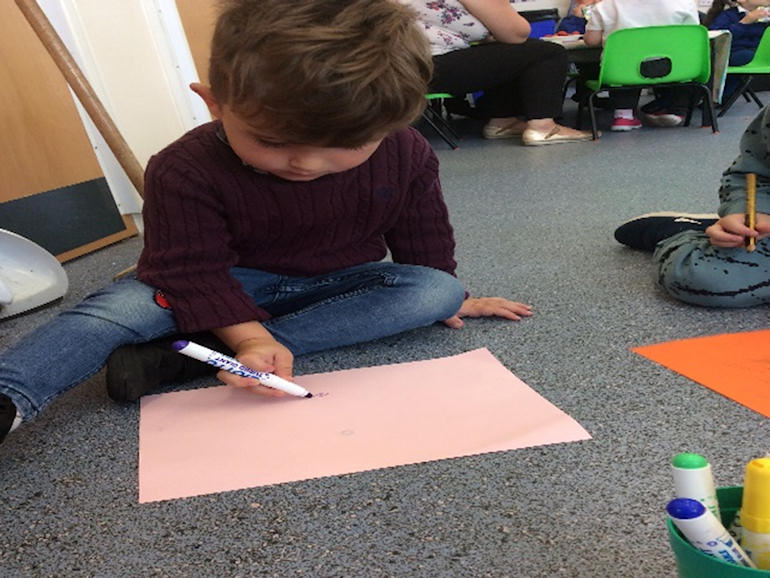 Learning to use a pen in Nursery